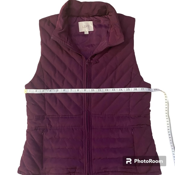 LOFT Quilted Vest Burgundy Small - Picture 8 of 8
